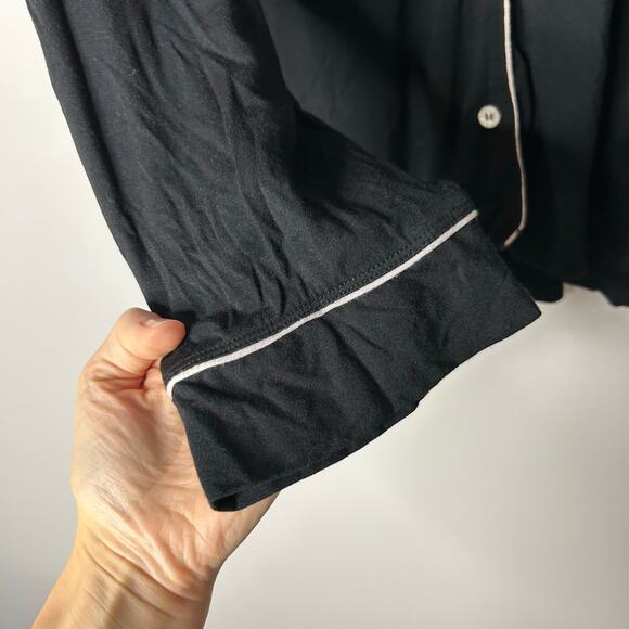 Eberjey Gisele Tencel Modal Sleepshirt Top Button‎ Down Women’s Large Black Cozy - Picture 9 of 9